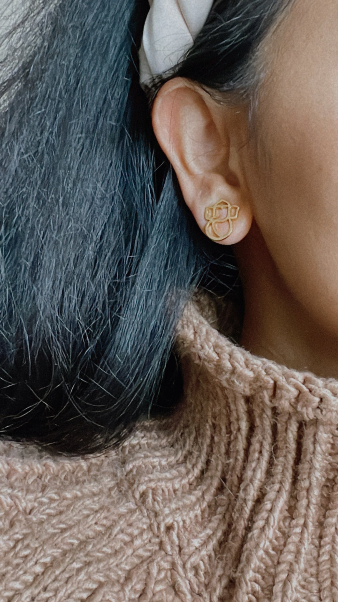 Ganesh Stud Earring (Gold Plated)