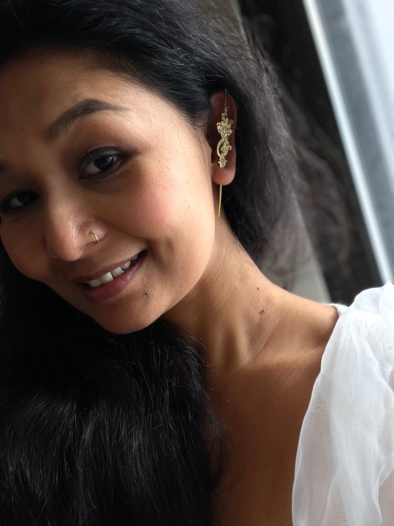 Thanka Motif Ear Pin Earring