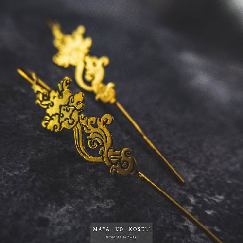 Thanka Motif Ear Pin Earring