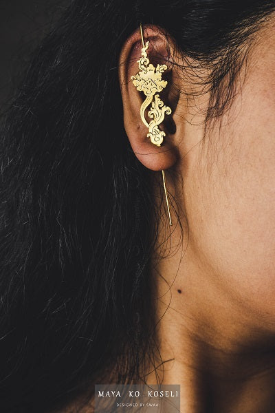 Thanka Motif Ear Pin Earring